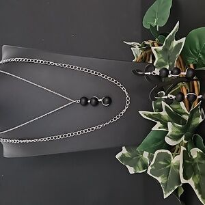 Black Opaque ⚫️ Wire Wrapped Beads Necklace